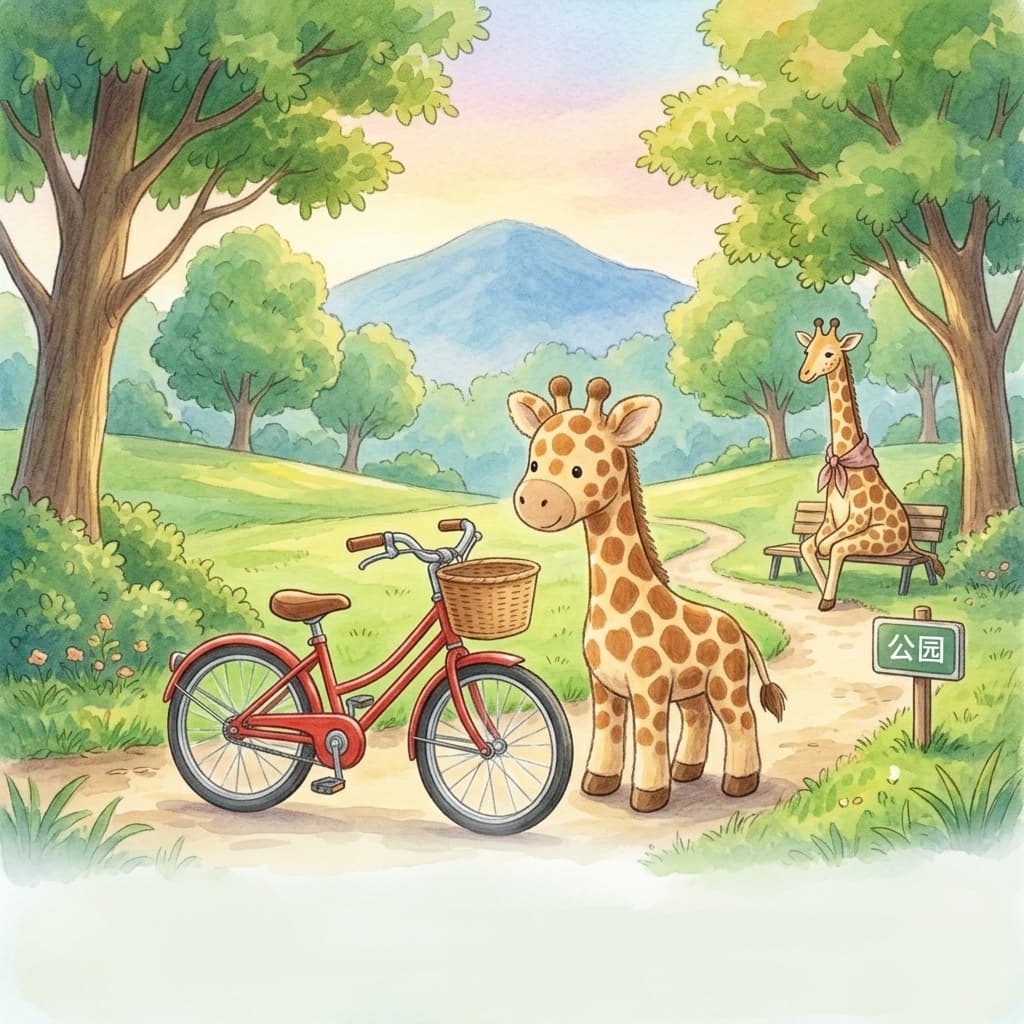 A soft illustrated giraffe character based on the giraffe toy
